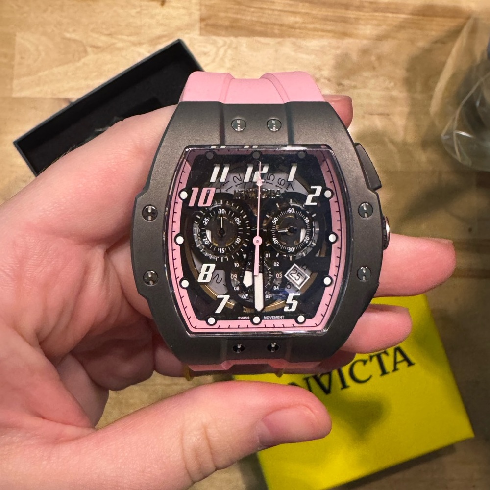 Men's Sport Chronograph Watch with Pink Accents